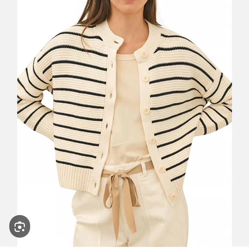 Alex Mill Cream and Black Striped Cardigan
